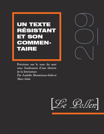 209 - Pre?cision sur le sens du mot sens: fondement d’une the?orie de la litte?rature