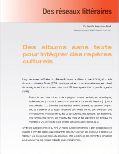 439 - Des albums sans texte pour intégrer des repères culturels