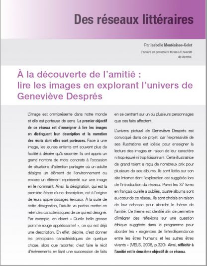 469 - À la découverte de l’amitié : lire les images en explorant l’univers de Geneviève Desprès