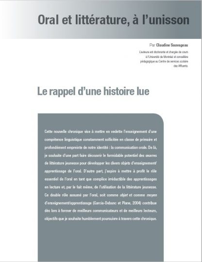 493 - Le rappel d'une histoire lue