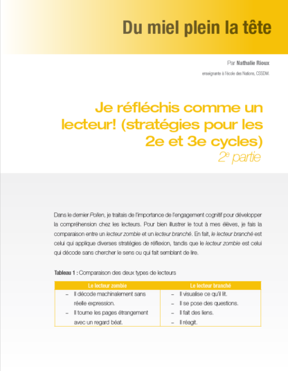 491 - Je réfléchis comme un lecteur! (stratégies pour les 2e et 3e cycles) (2e partie)