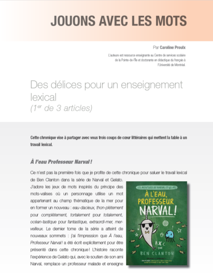 523 - Des délices pour l’enseignement lexical (1er de 3 articles)