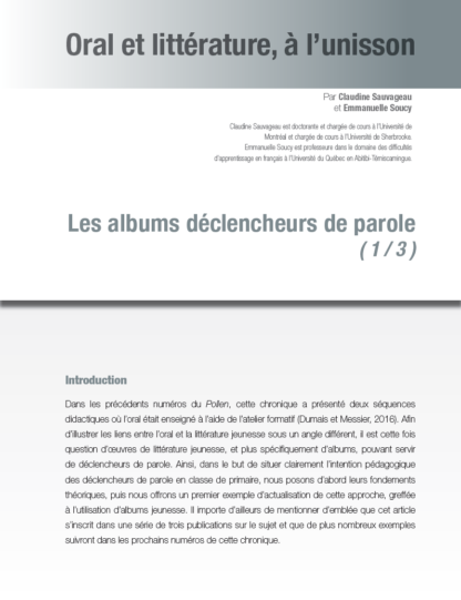 524 - Les albums déclencheurs de parole (1/3)