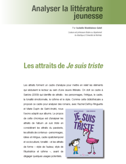 598 - Les attraits de « Je suis triste »