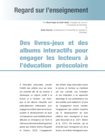 599 - Des livres-jeux et des albums interactifs pour engager les lecteurs à l’éducation préscolaire