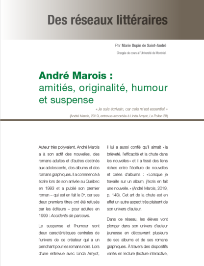 579 - André Marois : amitiés, originalité, humour et suspense