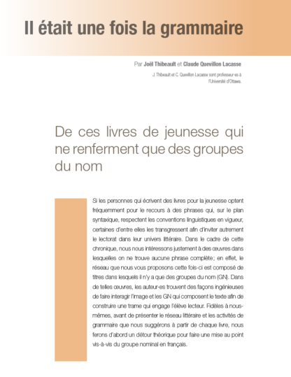 647 - De ces livres de jeunesse qui ne renferment que des groupes du nom