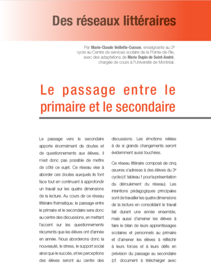 645 - Le passage entre le primaire et le secondaire