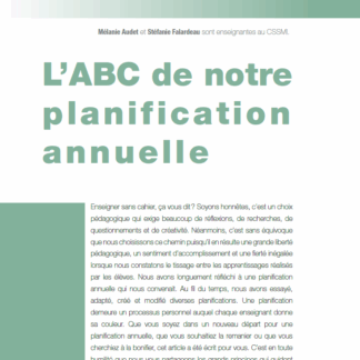 683 - L'ABC de notre planification annuelle