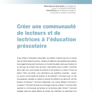 698 - Créer une communauté de lecteurs et de lectrices à l’éducation préscolaire