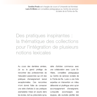 704 - Des pratiques inspirantes : la thématique des collections pour l’intégration de plusieurs notions lexicales