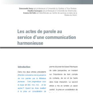705 - Les actes de parole au service d’une communication harmonieuse