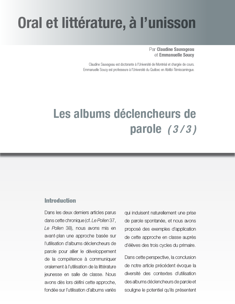 556 - Les albums déclencheurs de parole (3/3)