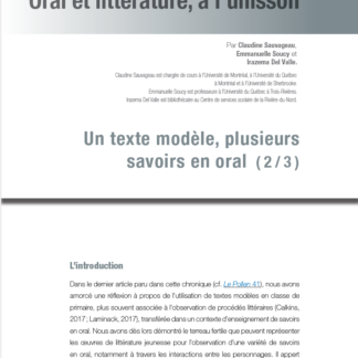 603 - Un texte modèle, plusieurs savoirs en oral (2/3)
